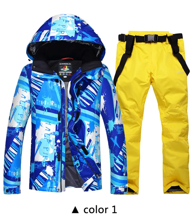 Новинка, зимние мужские комплекты для сноубординга, водонепроницаемый ветрозащитный лыжный костюм для альпинизма, лыжного спорта, теплая зимняя куртка+ штаны, зимняя верхняя одежда - Цвет: jacket and pant
