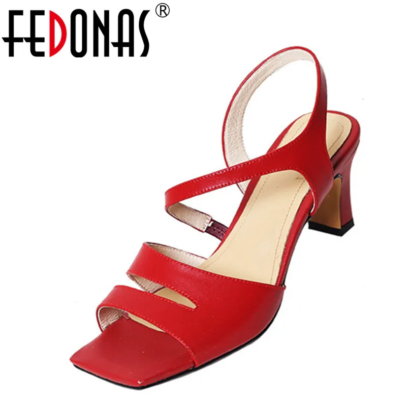

FEDONAS 2018 Summer Hot style Europe High Heels Sandal Roman Women's Genuine Leather Shoes Woman Weddign Party Shoes Sandals