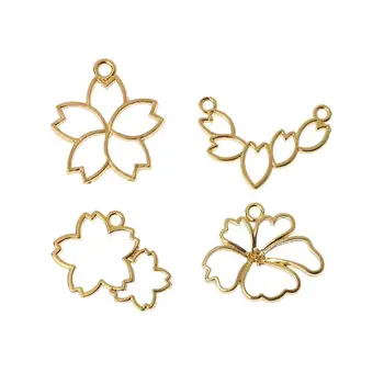 

4Pcs Cherry Flowers Blank Frame Pendant Open Bezel Setting UV Resin Jewelry