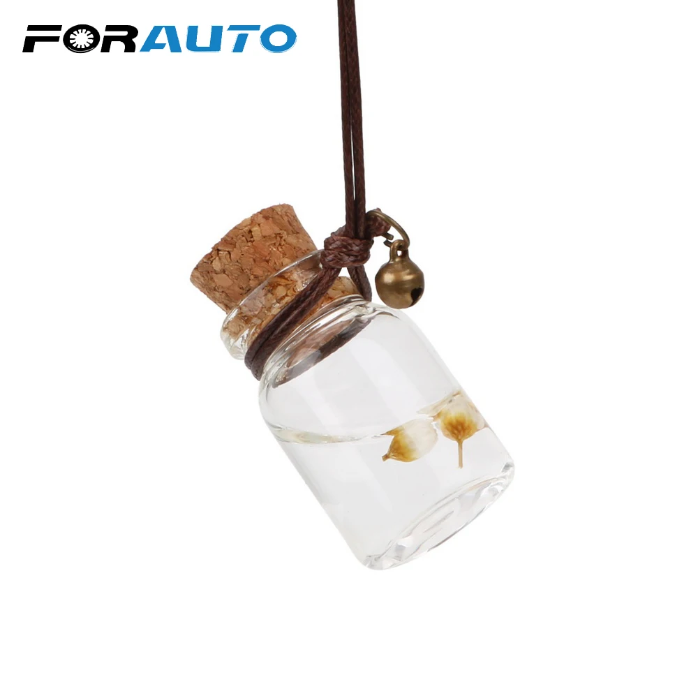 

Car Perfume Bottle Air Freshener Auto Rearview Mirror Pendant Empty Hanging Bottle with Flower for Essential Oils Car Ornament