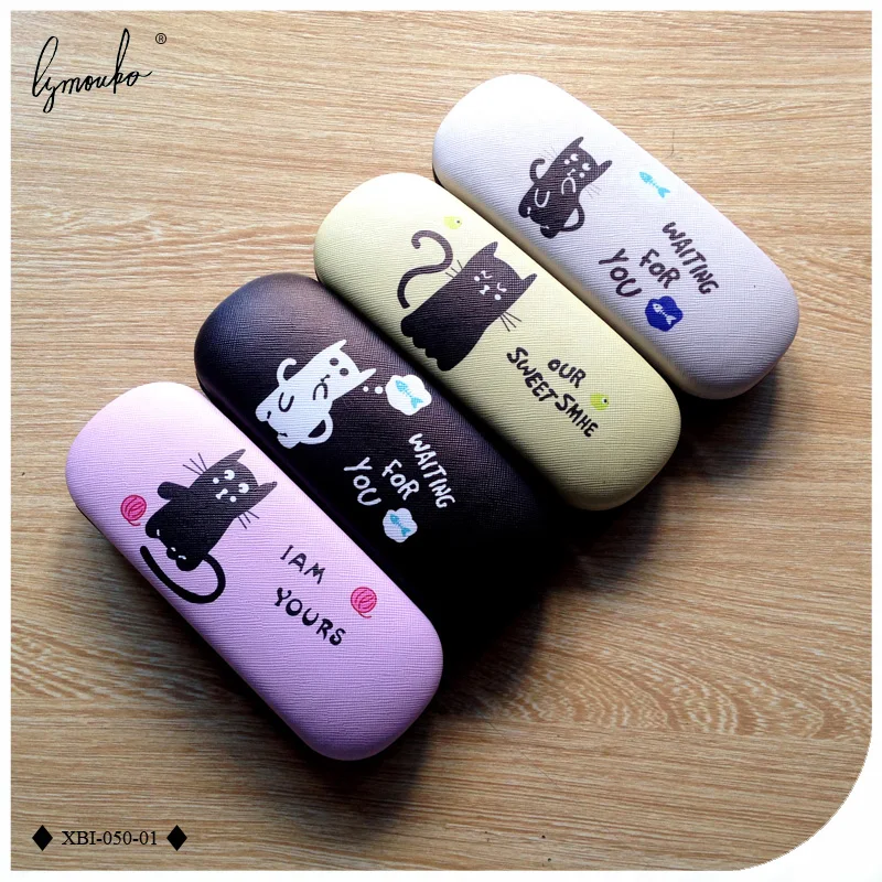 

Lymouko High Quality Cute Little Cat Patterns PU Portable Reading Glasses Case for Kit Holder Container Metal Glasses Box