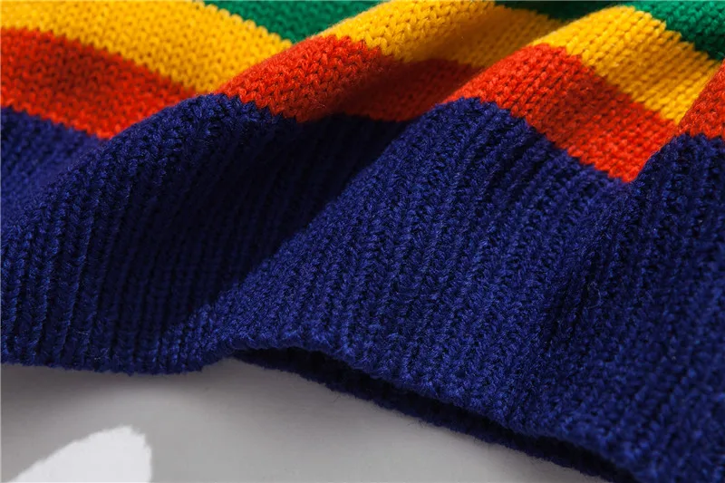 ICPANS зимний свитер с вышитыми буквами для мужчин, пуловер в радужную полоску с круглым вырезом, мужской свитер, 2 цвета