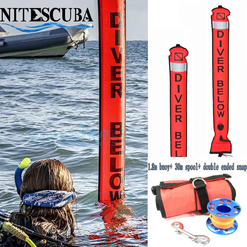 NiteScuba SMB Safety sausage Dive float buoy set Aluminum Spool Finger