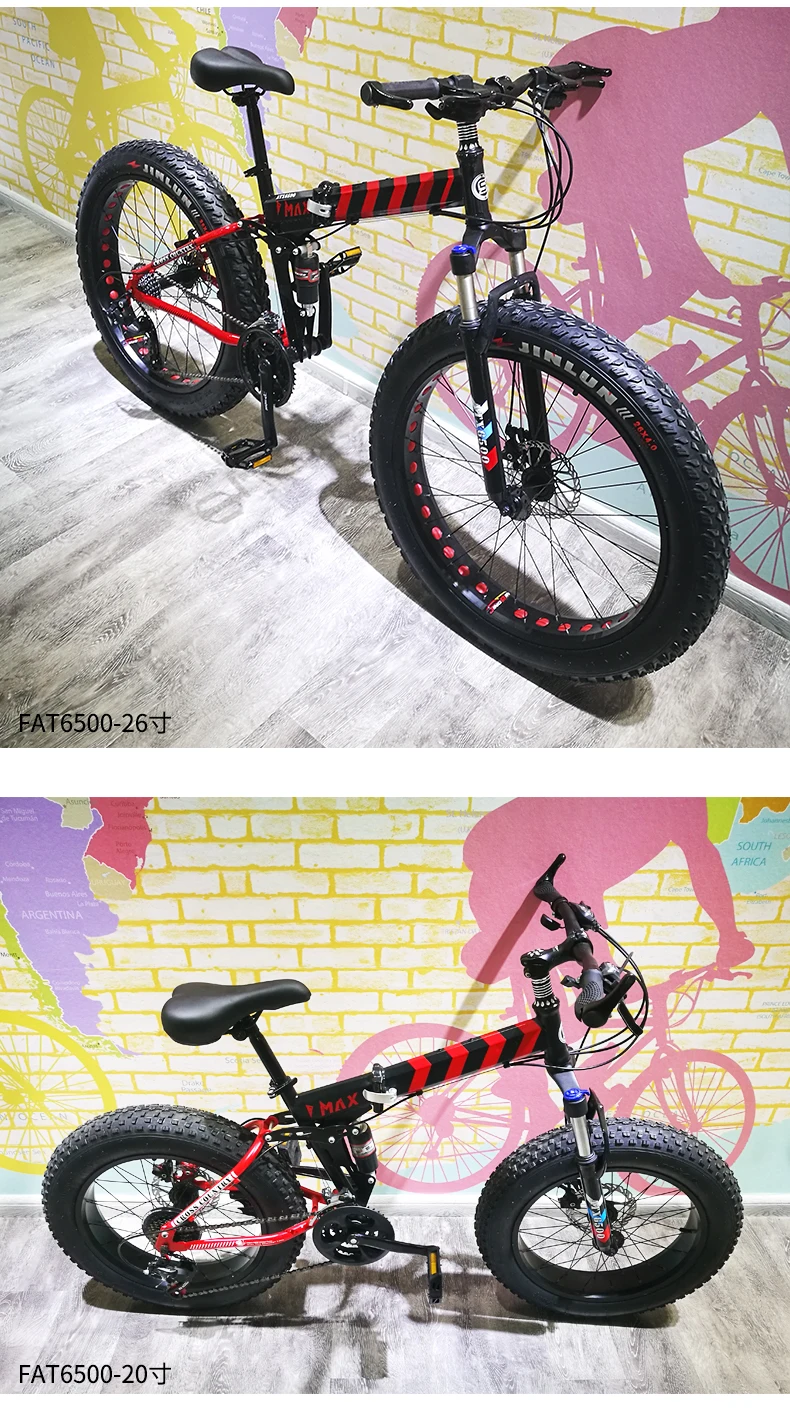 Discount New Brand Carbon Steel 4.0 Fat Tire 20/26 inch Wheel 21/27 Speed Soft Tail Mountain Bike Beach Snow Bicycle Downhill Bicicleta 0