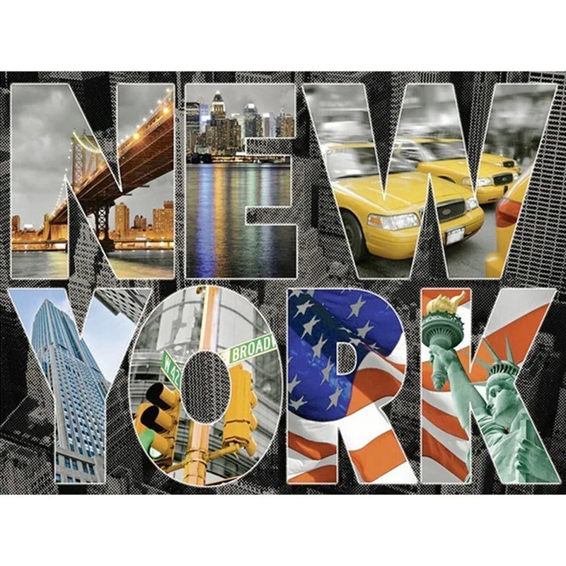 

Diamond Embroidery New 5D Diamond Painting Landscape New York Cartoon Cross Stitch Diamond Mosaic Needlework Diamond Decorative