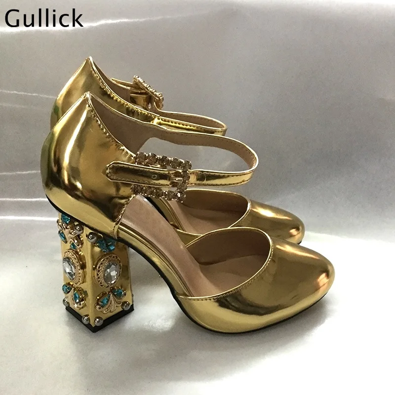 Cristal Decoración Estilo Lujo Partido Zapatos As Gruesos Gullick Boda Tacones De Bombas Dulce Mujeres Picture Moda 2018 Astilla as Oro Nueva Picture TwYq4xCt