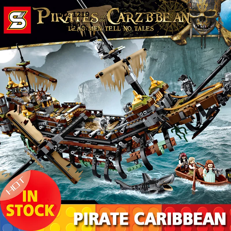 

2294pcs Movie Pirates of Caribbean Compatible legoingLYS 71042 Silent Mary Ship Building Blocks for Kid bricks birthday gifts