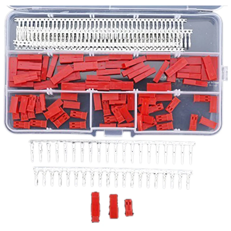 

300Pcs (50set) 2.54mm JST SYP 2-Pin Female & Male Red Plug Housing Crimp Terminal Connector Kit