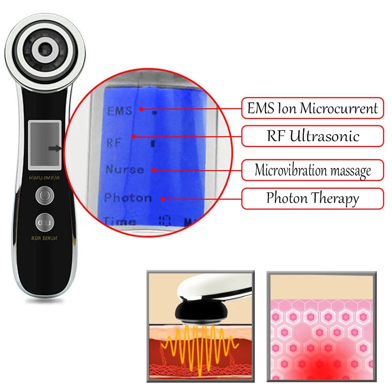 Ультразвуковая электронная система контроля РФ фотон лечение кожи лица Massger Вибратор тела для похудения лифтинг кожи инфракрасный