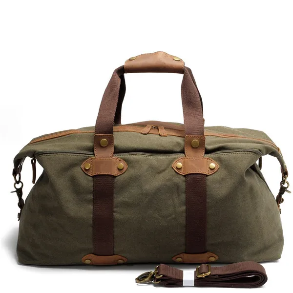 High Quality Vintage Oilskin Genuine Leather Weekend Bag For Men