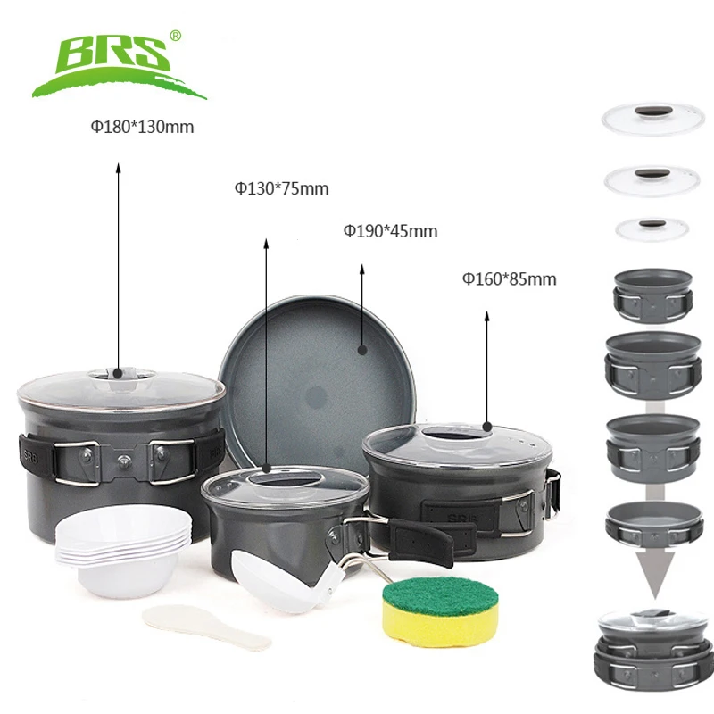 for 4 5 Person aluminum alloy outdoor camping cookware tableware sets