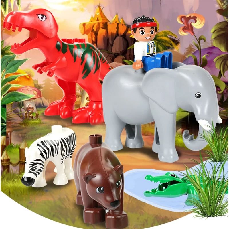Animal Model Figures Big Building Block Sets Elephant Monkey Dinosaur Horse Kids educational Toys Compatible LegoING For Children Christmas Gifts  (2)
