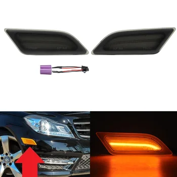 

2x Smoked Len Amber LED Side Marker Light For Mercedes W204 C250 C300 C350 2012-2015