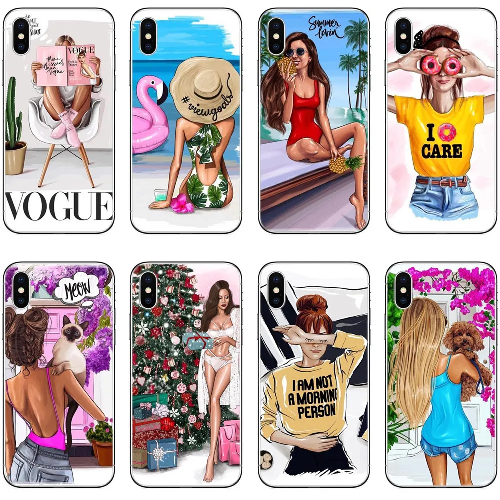 

VOGUE Christmas girl Hard PC Phone Back Case Cover For Apple iPhone 8 7 6 6S Plus 5S 5 SE X Shell Capa Coque