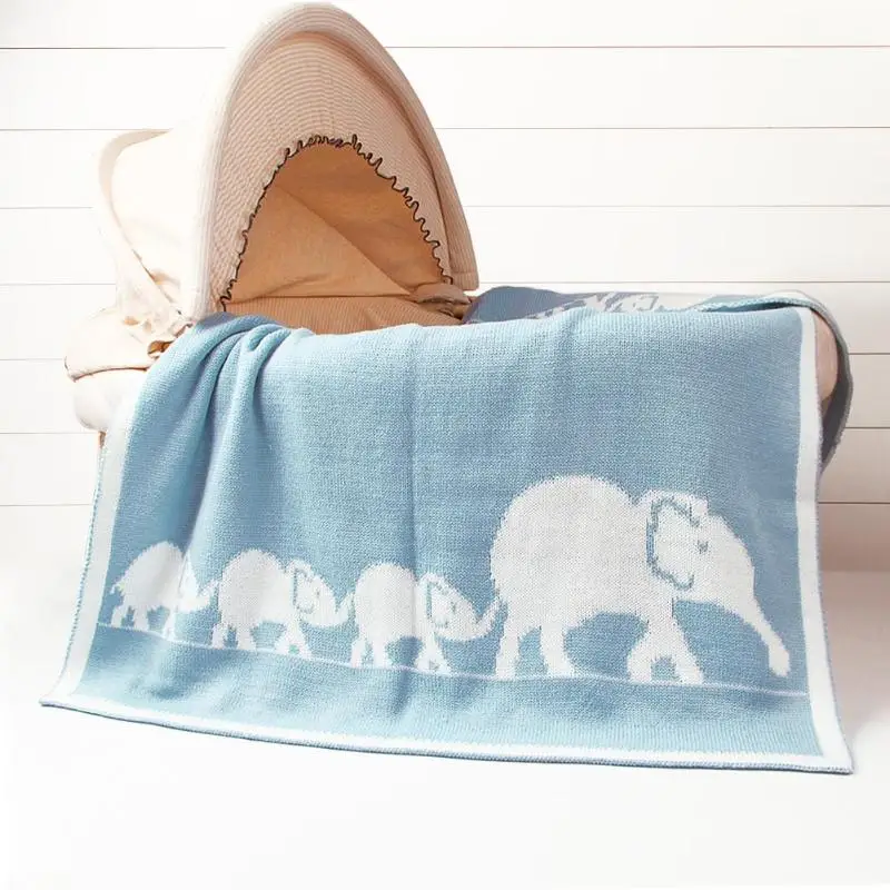 

Baby Swaddle Blanket Soft Cartoon Elephant Knitted Cartoon Elephant Knitted Stroller Bedding Wrap Infant Wrap Blanket Warm