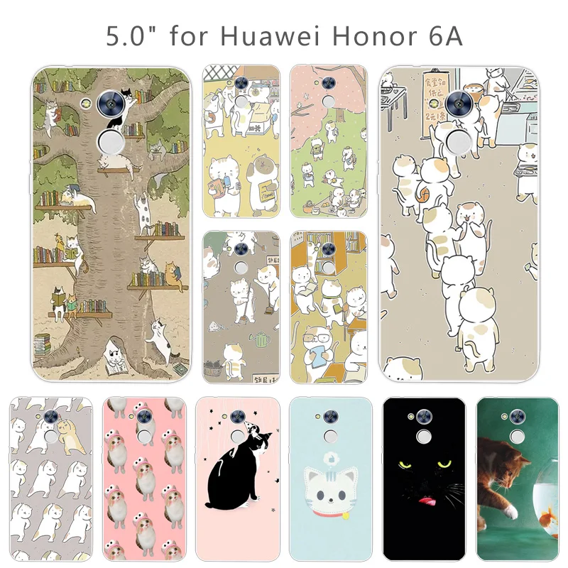 5.0 inch for Huawei Honor 6A Soft Silicone Clear TPU CuteCat Back Cover Matte Huaiwei Honor6A Phone Case Shell Fundas Coque |