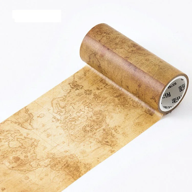 

100mmx5m Wide Yellow Vintage Paper Washi Tape Girls Scrapbooking Coffee Stickers Masking Tape Newspaper Scrapbooking Accessories