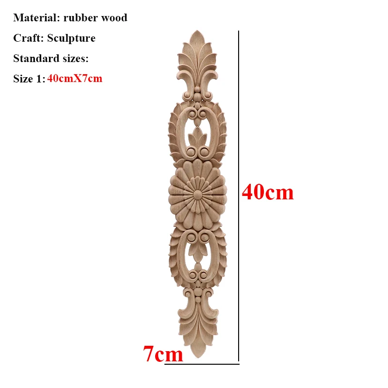 Неокрашенная древесина, дуб, резная волнистая Цветочная наклейка, угловая аппликация для декора мебели для дома, декоративная деревянная резная длинная аппликация - Цвет: 40cmX7cm