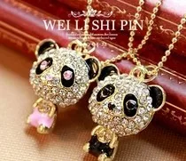 

$10 (mix order) Free Shipping Imitation Crystal Sweater Chain Necklace Cute Female Panda Jewelry N4079 10g