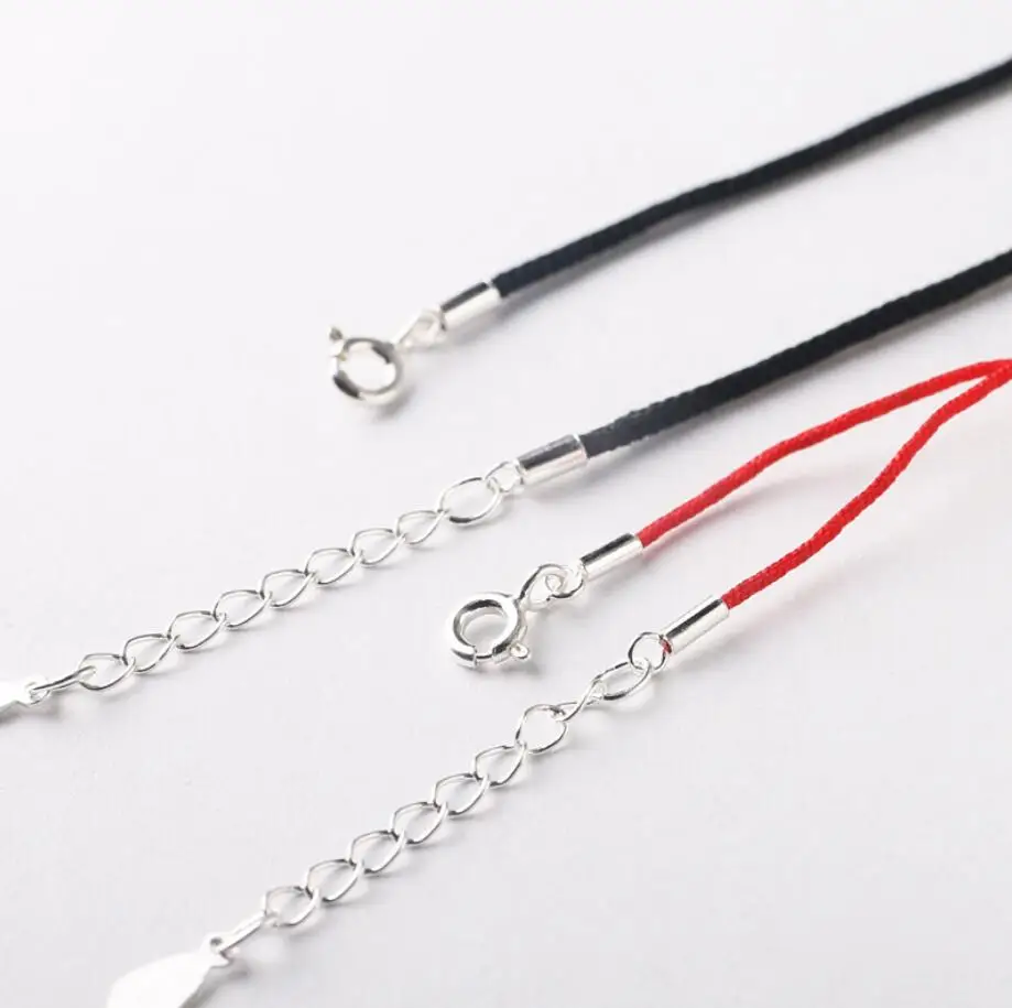 1PC 925 Sterling Silver Leather Cord End Clasps Extender Chain DIY