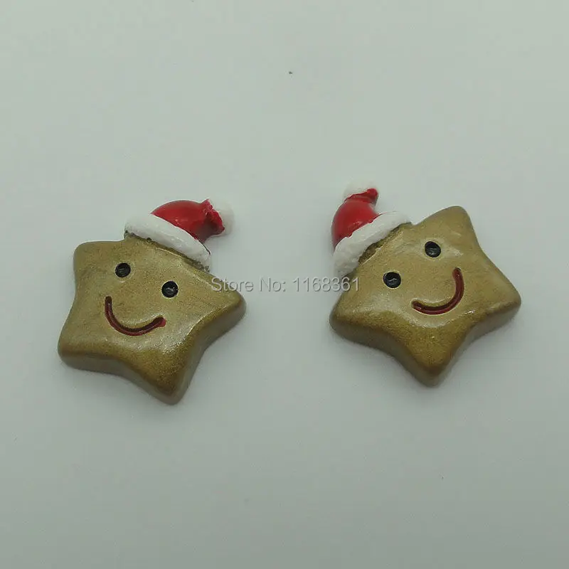 1pcs/lot resin flat back Christmas hat star 26mm Cabochons Scrapbooking Hair Bow Center DIY Christmas decration C101-9