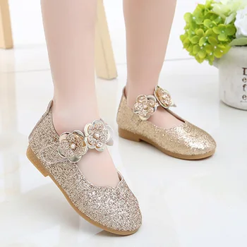 

Girls Soft Bottom Sequins Flowers Non-slip Princess Shoes Single Dance Shoes M09