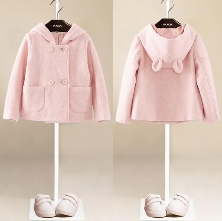 Girl Cotton Outwear Clothing Pink Red Rabbit Large Ear Hooded Coat Baby Toddler Girl Fall Spring