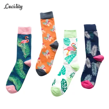 

2pairs/lot =4pieces Casual Combed Men's Socks Tend Harajuku Street Hip Hop Funny Man Socks Colorful Pattern Long Socks For Male