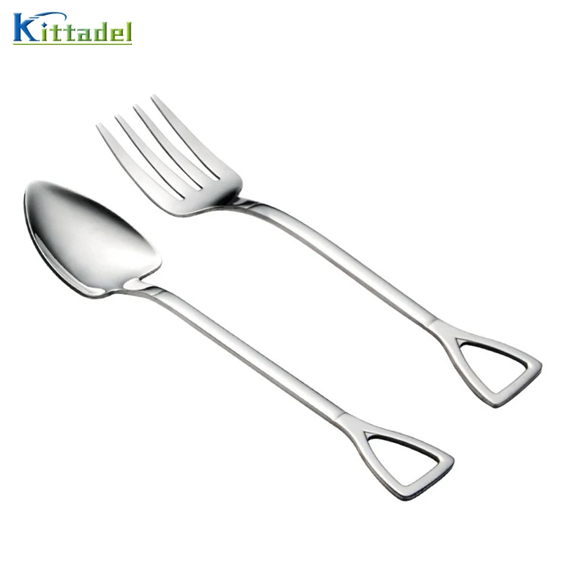 

2Pcs/Set Stainless Steel Fork Portable Travel Kids Adult Cutlery Picnic Set Gift For Child Camping Metal Set kitchen tool