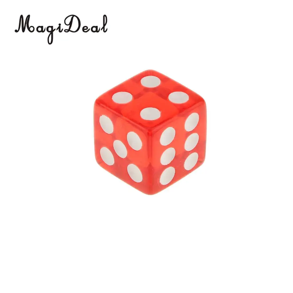 MagiDeal High Quality 100 x Translucent 16mm Six Sided Spot Dice RPG Games for Funny Party Club Dice Sport Game 5 Colors Choose