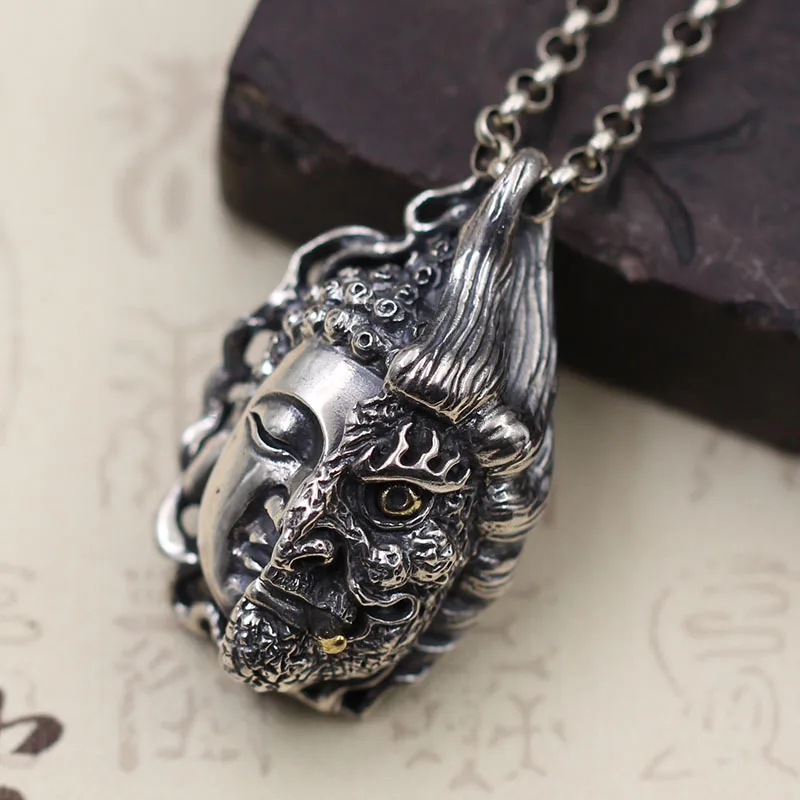 

Vintage Carved Buddha 925 Sterling Silver Pendant