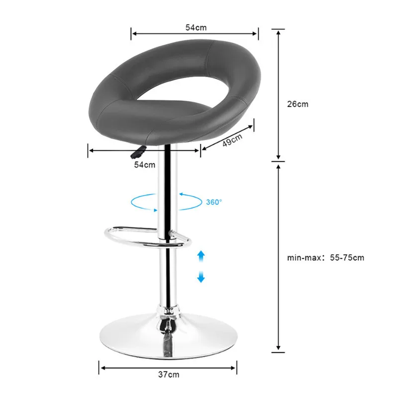 2 шт. барные стулья из искусственной кожи, Современный барный стул, барные стулья, Регулируемые вращающиеся стулья, лунообразная спинка, вращающееся кресло HWC - Цвет: Темно-серый