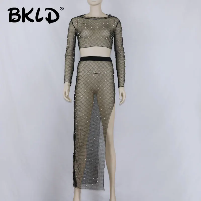 BKLD летний женский комплект из двух предметов пляжный кроп топа и юбки