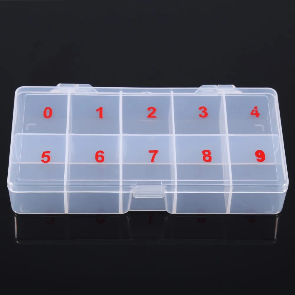 

10 Cells Translucent Plastic Beads Rhinestones Storage Case for Nail Art Tips Storage Wholesale