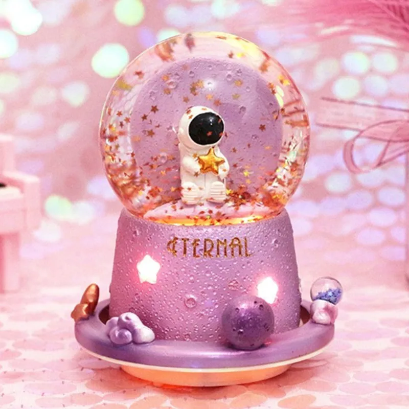 

Automatic Floating Snow Fancy Lantern Rotation Spaceman Crystal Ball Music Box Children Bedroom Cartoon Ornaments X2030