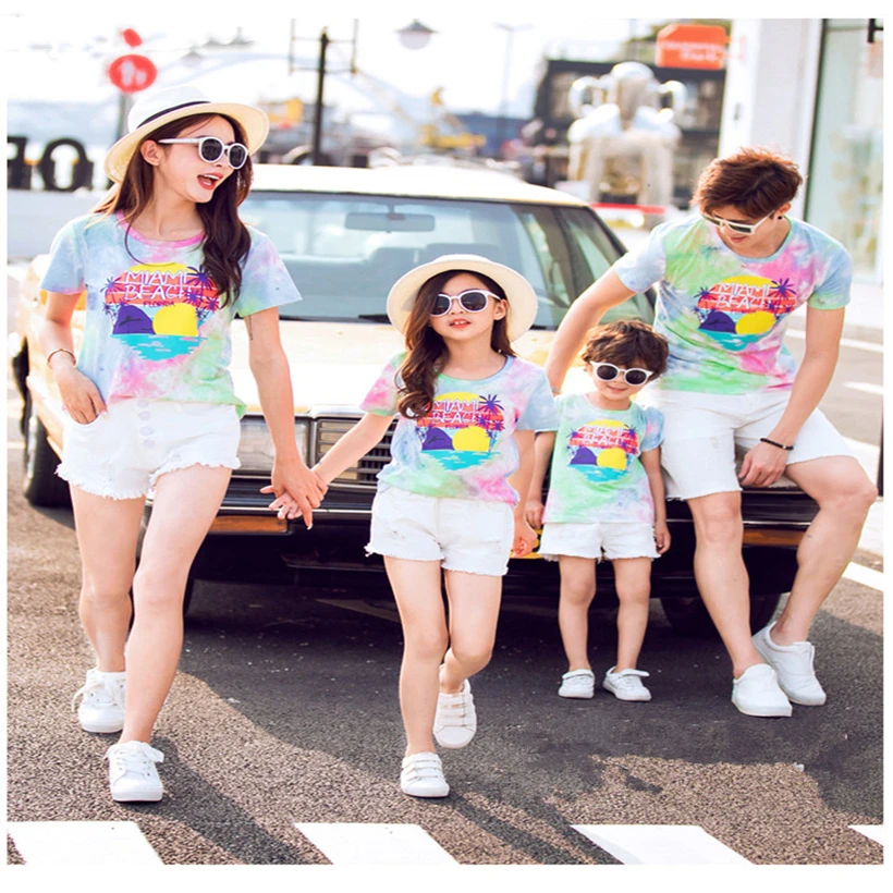 

Family Matching Clothes Summer Family Look Mother Daughter Father Son T-shirt Set Cotton Mommy And Me Clothes Tshirts Outfits