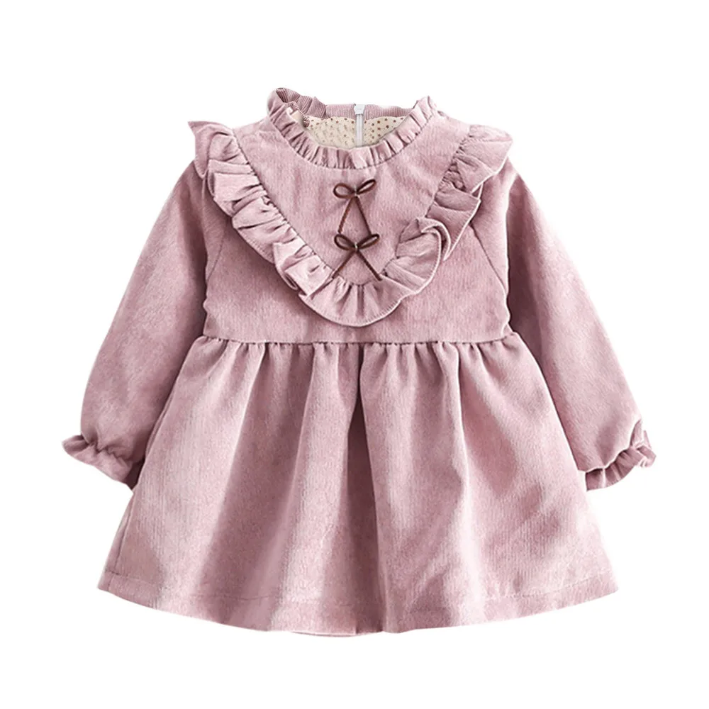 Детские платья для девочек; осеннее платье с длинными рукавами для маленьких девочек; одежда для детей; костюм для девочек; roupas de menina infantil - Цвет: Фиолетовый
