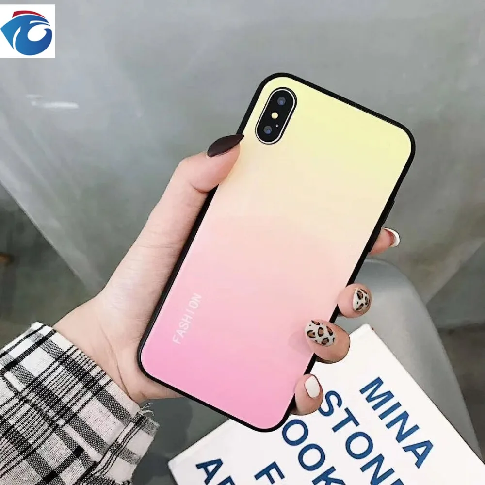 HUANQING Luxury Gradient Glass Phone Case For iPhone 8 6 Plus Phone Cover for Apple iPhone 7 6s Plus X XS XS MAX XR Protection Phone case4