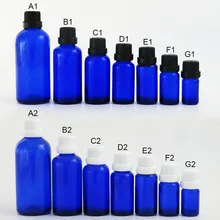12x5 мл 10 мл 15 мл 20 мл 30 мл 50 мл 100 мл Cobalt Blue маленькая стеклянная бутылка для эфирного масла с белым черным затемняющим колпачком