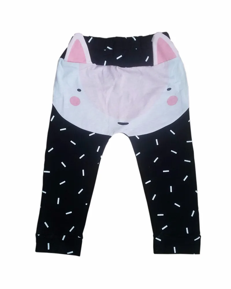 Mola do Bebê Raposa dos Desenhos Meninas Meninos Calças Harem Pants Algodão Animados Impresso Compridas Animal Criança Crianças Roupas 14 Mamãe e Bebê