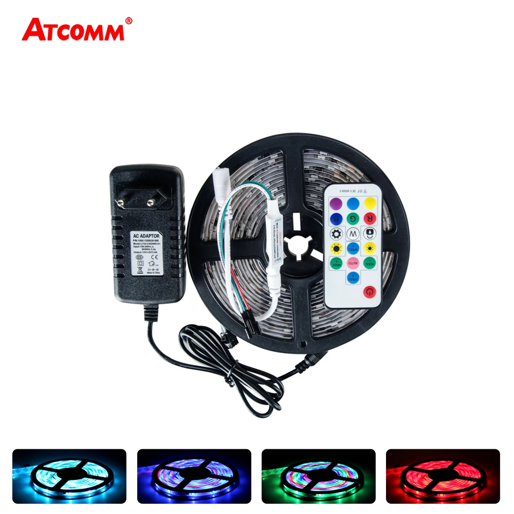 2811 IC 5050 RGB LED Strip Light 30 LEDs/m 1m 2m 5m IP65 With 17 Key Remote Controller 12V 3A Power Adapter TV Desktop Backlight | Лампы и