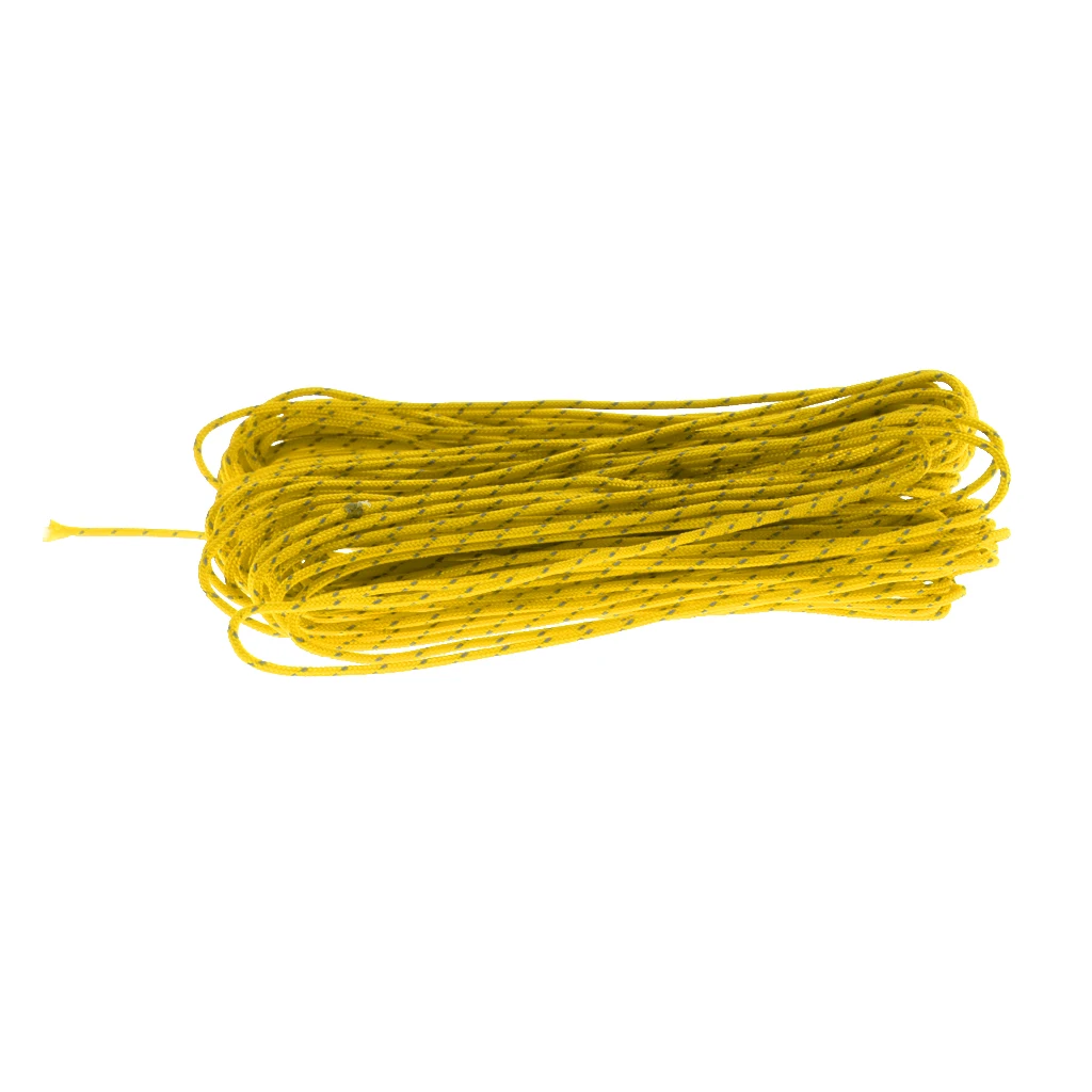 Highly Visible 20M 1.8MM Camping Tent Awning Reflective Guyline Rope Runners Cord - Yellow Tent Accessories 