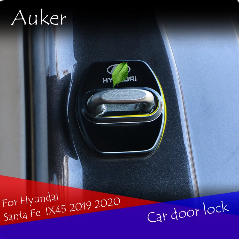 

Car Door Lock Cover Caps Protective Stainless Steel Car Styling 4Pcs/Set For Hyundai Santa Fe IX45 2019 2020