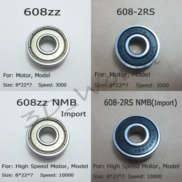 5pcs abec 7 deep groove ball bearing 608zz 608z 2rs nmb 8x22x7 mm 608 bearing size