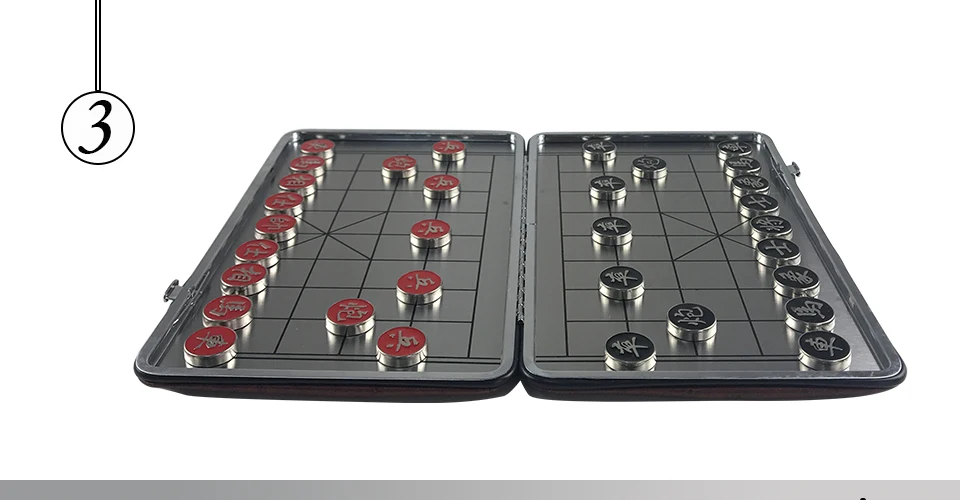 Easytoday Mini Chinese Chess Game Set Portable Magnetic Metal Chess Pieces Folding Metal Chessboard Pocket Game Little Gift (3)