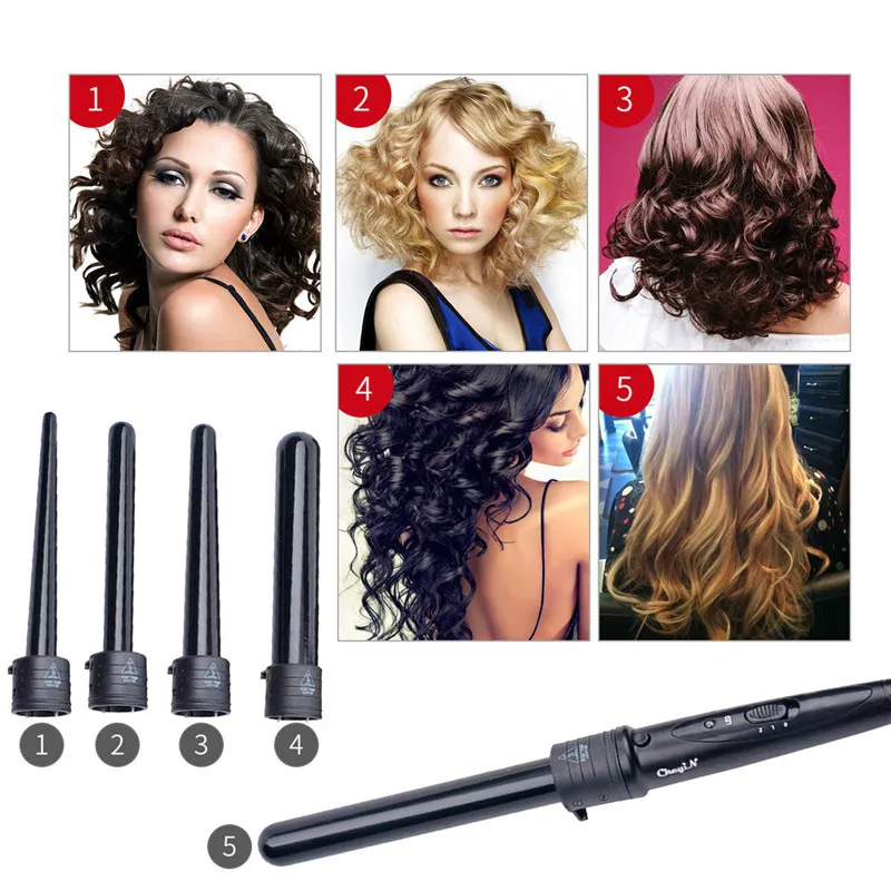 

CkeyiN Multifunction Tourmaline Ceramic Hair curler Temperature Adjustable Curling Iron Fast Heating Roller Wand Styling Tools