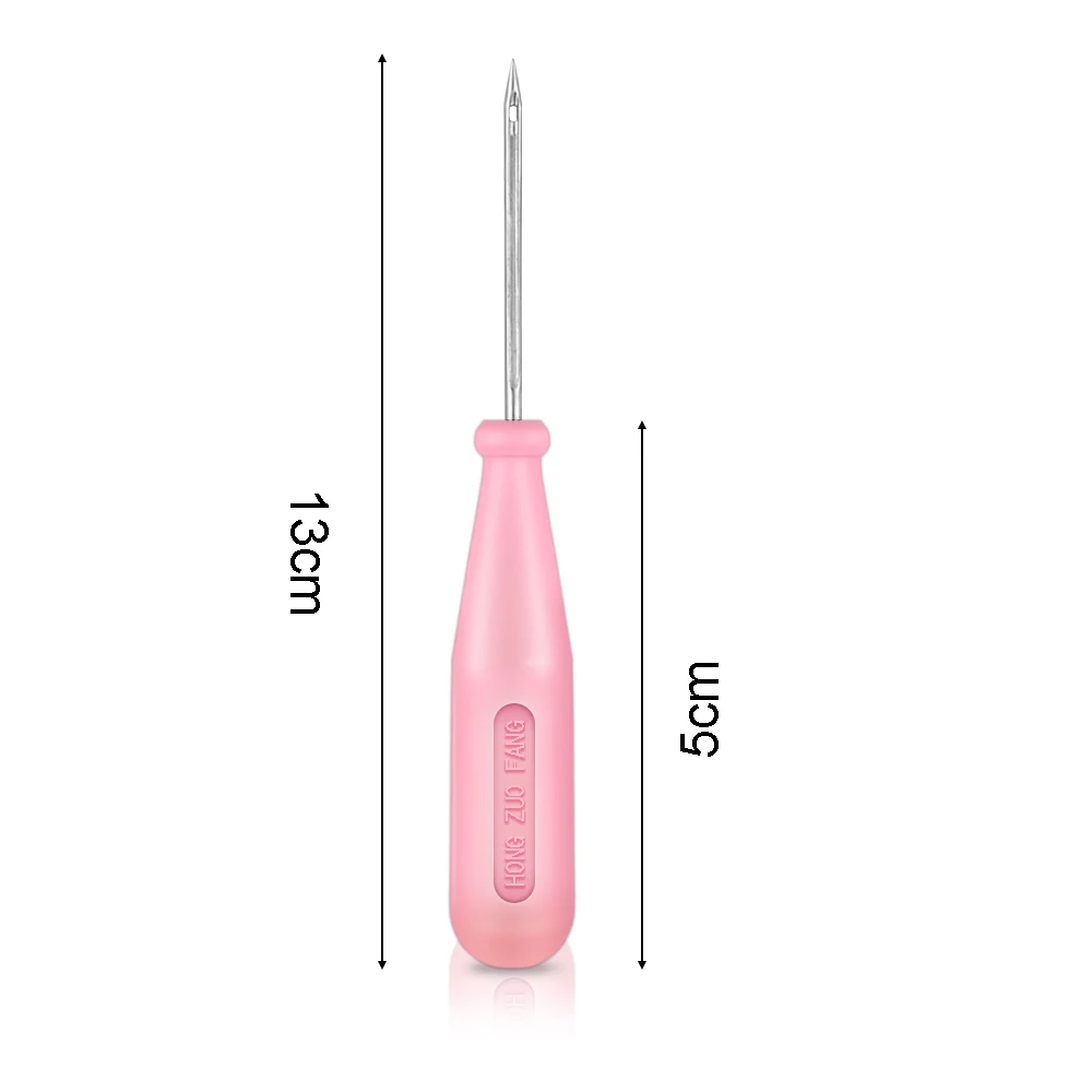 Steel Stitcher Sewing Awl Shoes Bags Hole Hook DIY Handmade Leather Tool Plastic Handle Cone Needle Shoe Repair Needles