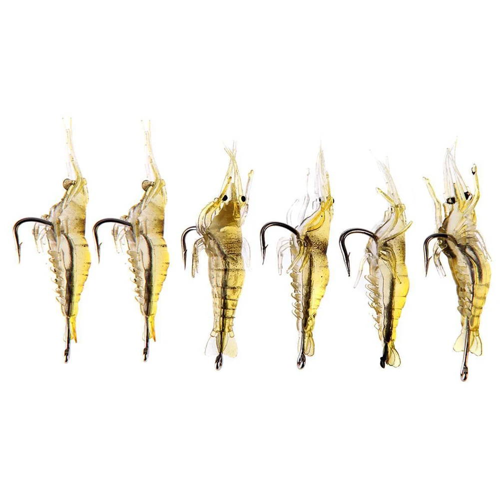 6Pcs Shrimp Fishing Lure Simulation Soft Prawn Lure Hook Tackle Bait Lures US#V 5pcs lot 10cm soft shrimp artificial baits fishing simulation noctilucent prawn lures anabaena smell hook baits fishing lure