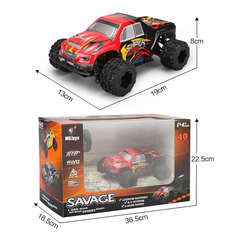 Remote Control Car 1/24 2.4G Electric Brushed Off-road Buggy 4WD RTR RC Car Toys for Boys Children