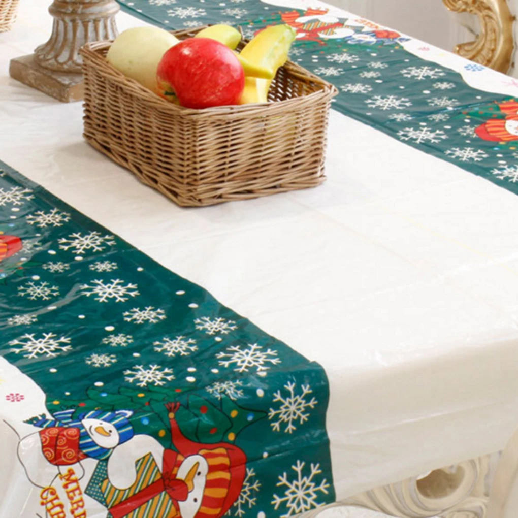 

2019 Brand New 110*180CM Christmas Disposable Tablecloth Festive Cartoon Rectangle Table Cloth PVC Xmas Dining Table Cover